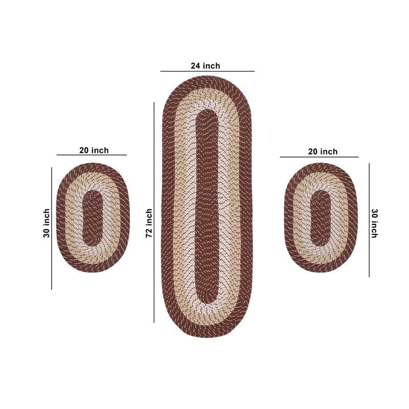 Better Trends Country Braid 100% Polypropylene 3 Pc Set Stain Resistant, Double Sided Reversible Indoor Area Utility Rug