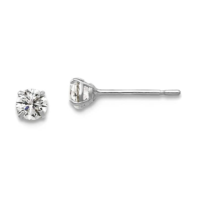 Curata 14k White Gold 3-10mm Brilliant Round Cubic Zirconia Stud Earrings