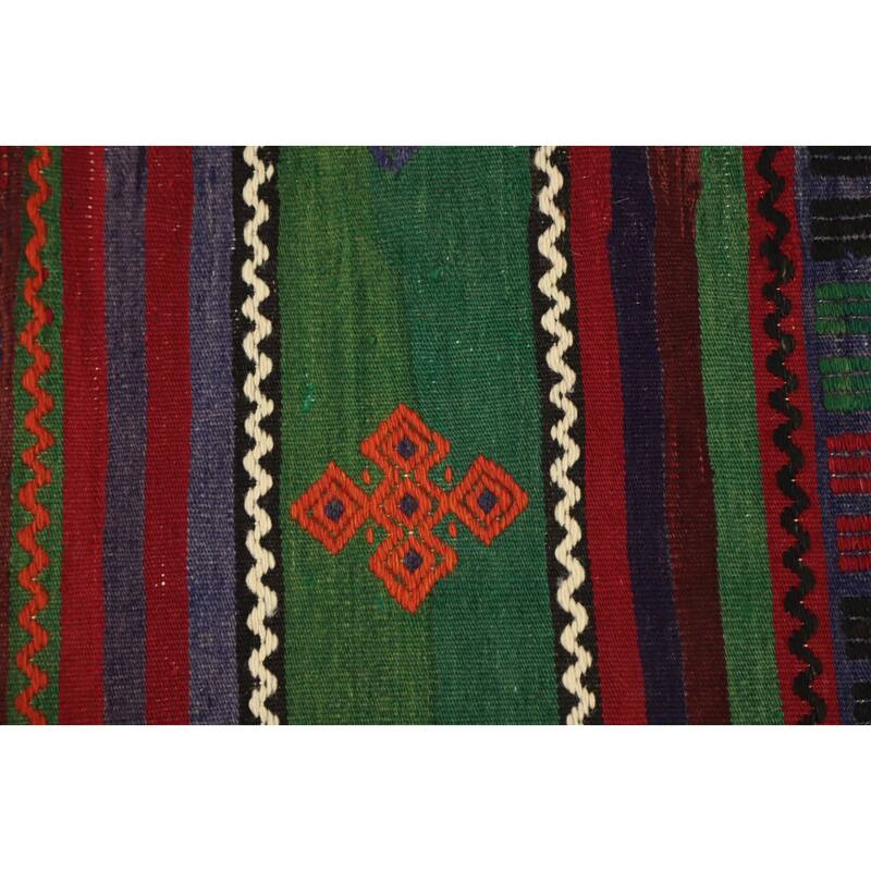 Hand Woven Oriental 100% Wool Carpet Southwestern Tribal Multi-Colored Kilim Area Rug - 10' 3'' X 5' 8''