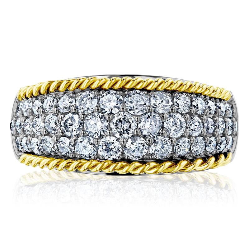 Kobelli 1 Carat Natural Diamond 10k Gold Honeycomb Two-Tone Anniversary Ring