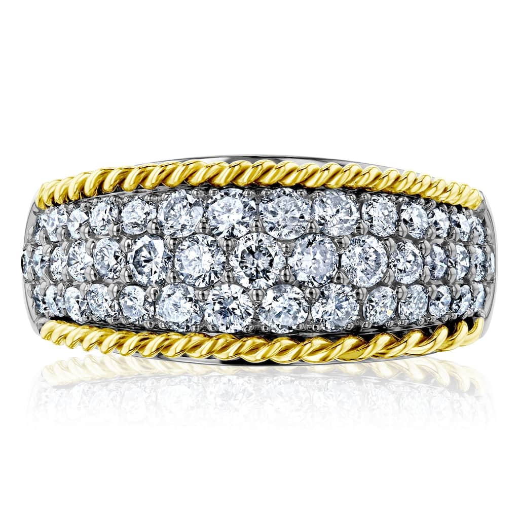 Kobelli 1 Carat Natural Diamond 10k Gold Honeycomb Two-Tone Anniversary Ring