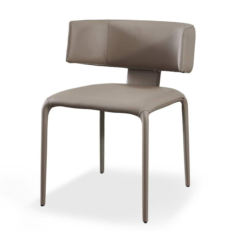Cid Dell 21 Inch Dining Chair, Gray Faux Leather, Wingback, Metal Frame