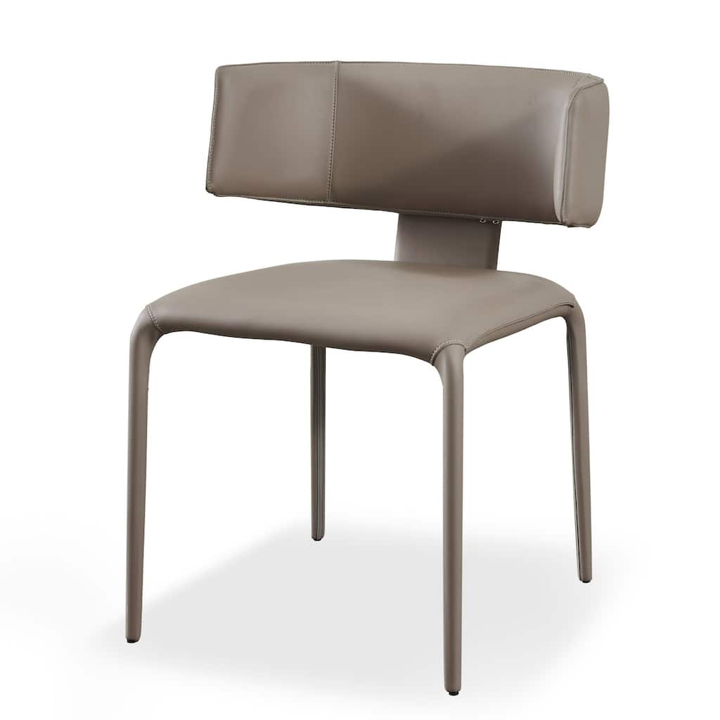 Cid Dell 21 Inch Dining Chair, Gray Faux Leather, Wingback, Metal Frame