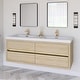 preview thumbnail 106 of 191, Wood Wall-Mounted Bathroom Vanity with Sink and Soft Close Drawers