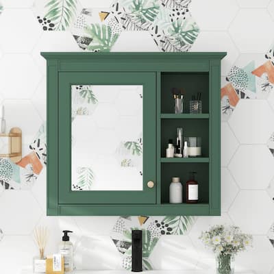 Wall Mounted Bathroom Storage Modern Bathroom Wall Cabinet with Mirror,Medicine Cabinet,Mirror Cabinet with 3 Open Shelves