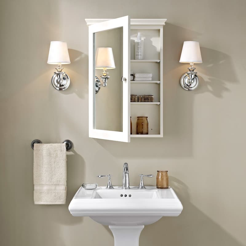 Crosley Lydia Mirrored Wall Cabinet in White
