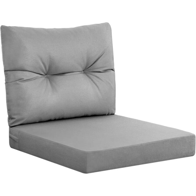 WINSOON Outdoor Waterproof and Resistant Chair Cushion Set, Deep Seat and Backrest Cushion Set for Patio - Dark Grey - 24*24 Inch