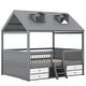 preview thumbnail 43 of 47, House Bed Wood Low Loft Bed House-shape Frame Bed with 2 Roof Skylights, Kids Storage Bed with 4 Drawers, Guardrail and Stairs