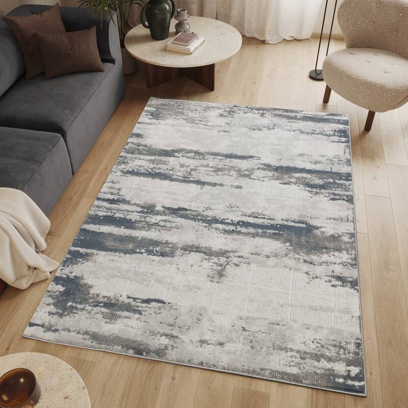 Gray 5 ft. 3 in. x 7 ft. 3 in. Luxury Area Rug, 0.43 Pile Height – Sophisticated Warmth for Any Room - 6' x 7'
