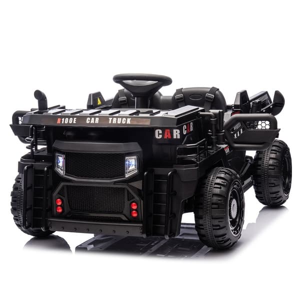 slide 2 of 61, Electric Ride-On Construction Vehicle for Kids, Two-Seater with Rear Dump, MP3, and Remote Control 24v-Black