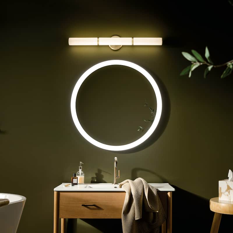 Kichler Lighting Rosh 32" Bath Bar Large LED with White Glass in Champagne Bronze