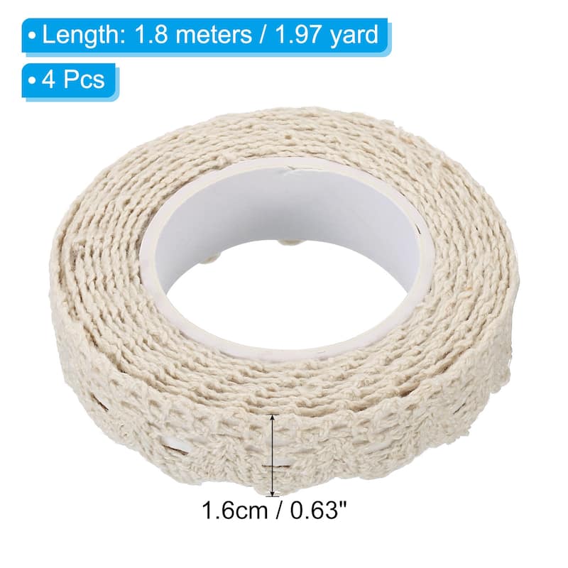 Lace Ribbon Self-Adhesive Lace Tape, 4 Rolls Cotton Masking Sticker