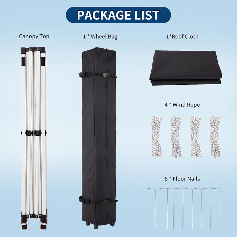 10 x 10 ft Pop Up Instant Canopy Tent, All Season Outdoor Sun Shade for Patio, Backyard, Bench, Garden - N/A