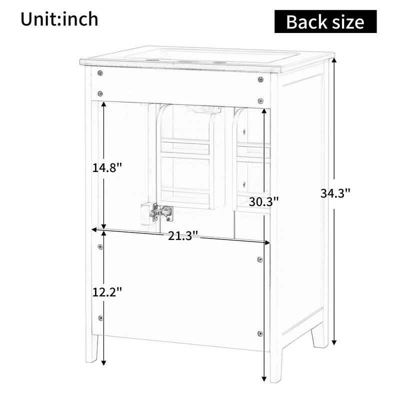 24 in. W x 18.3 in. D x 35 in. H Single Sink Freestanding Bath Vanity in White with White Ceramic Sink