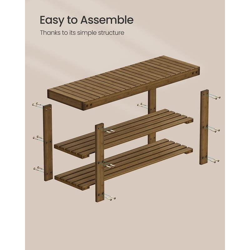 3-Tier Wicker Shoe Rack Bench with Storage Shelf Ideal for Entryway or Hallway - 11.3"D x 27.6”W x 17.8"H