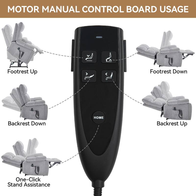 Heavy Duty Dual Motor Infinite Position Power Lift Heat Massage Recliner with Hidden Cup Holders and Power Remote