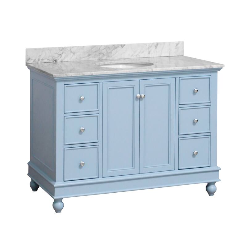 KitchenBathCollection Bella 48" Bathroom Vanity with Carrara Marble Top