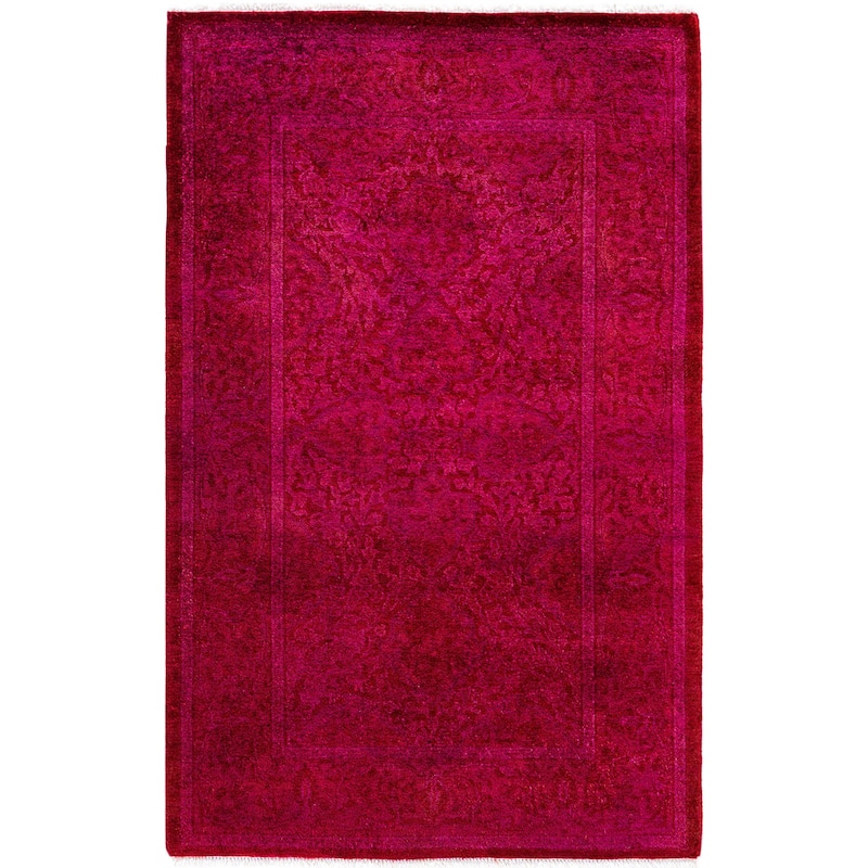 Overdyed One-of-a-Kind Hand-Knotted Area Rug - Red - 2' 7" x 4' 1"
