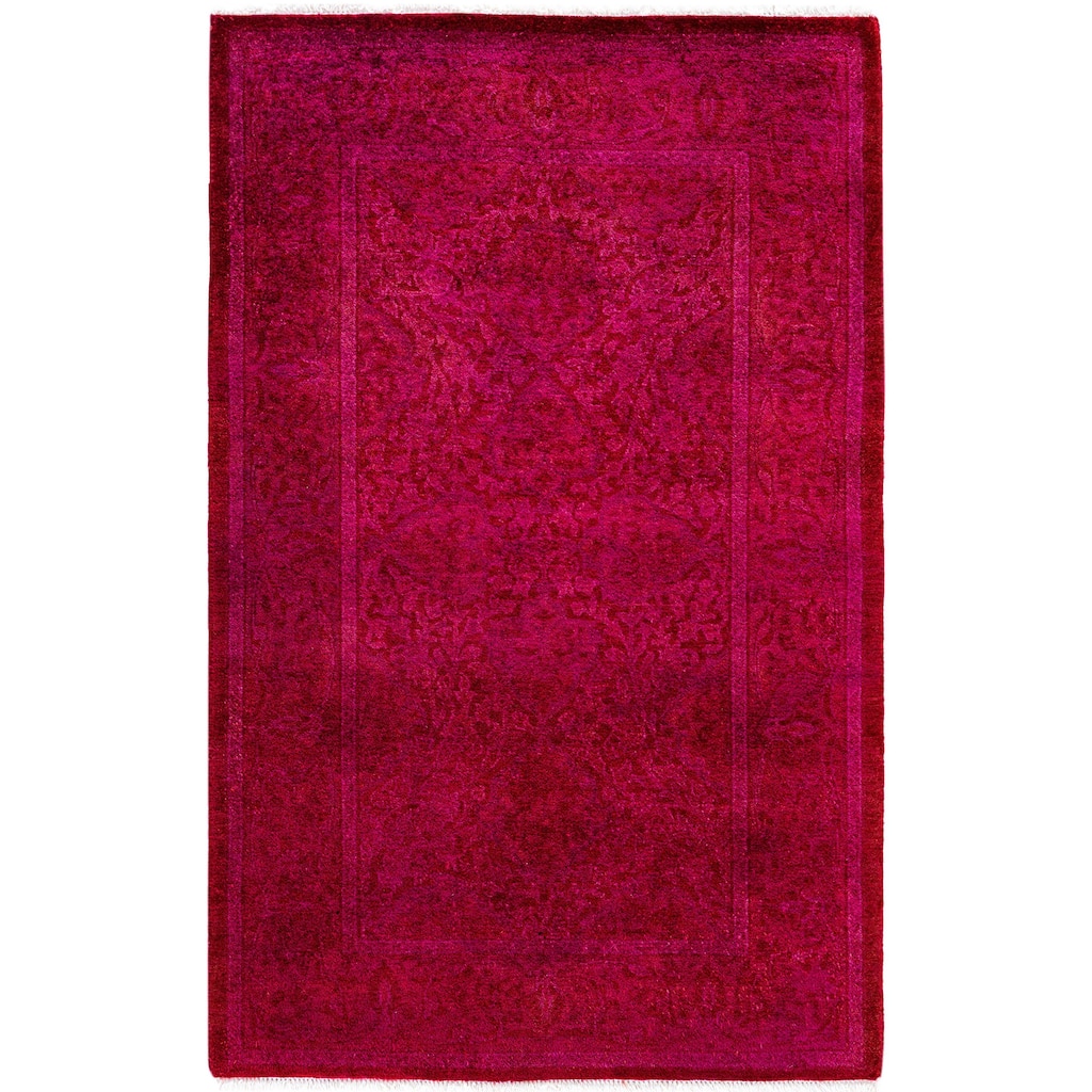 Overdyed One-of-a-Kind Hand-Knotted Area Rug - Red - 2' 7" x 4' 1"