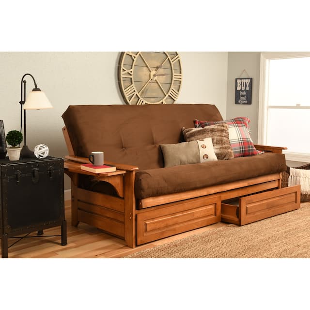 Copper Grove Dixie Oak Full-size 2-drawer Futon Frame with Mattress - Suede Chocolate