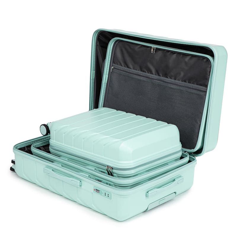 Luggage Set 3 Piece Suitcase Sets with Spinner Wheel, ABS Hardside Expandable Travel Laggage with TSA Lock