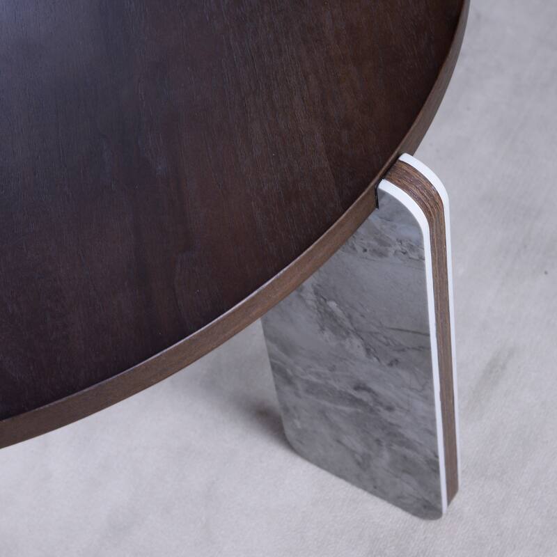 Round Nesting Coffee Table Set of 2, Sintered Stone Top Nesting Tables with Metal Frame, Modern Accent Side Table Set