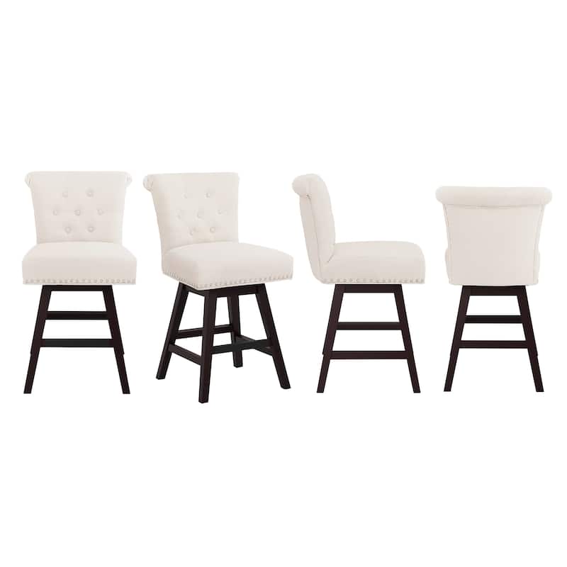 26 in. Set of 4 Bar Stools Counter Height Barstool 360° Swivel with Curved Backrest,Armless Stool