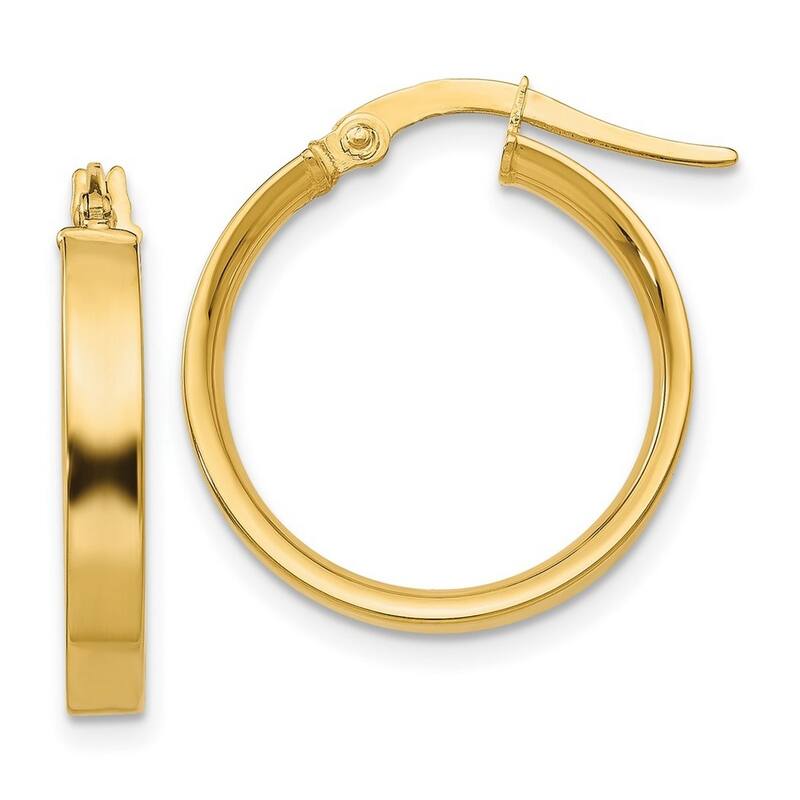 Curata 10k Yellow Gold 3mm Thin Flat Round Hoop Earrings - 19mm or 25mm