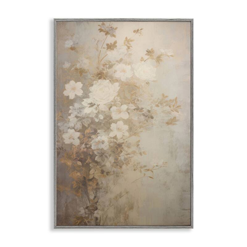 Stupell Muted Vintage Florals Framed Giclee Art Design By LSR Creative Studio - 20 x 30 - Grey