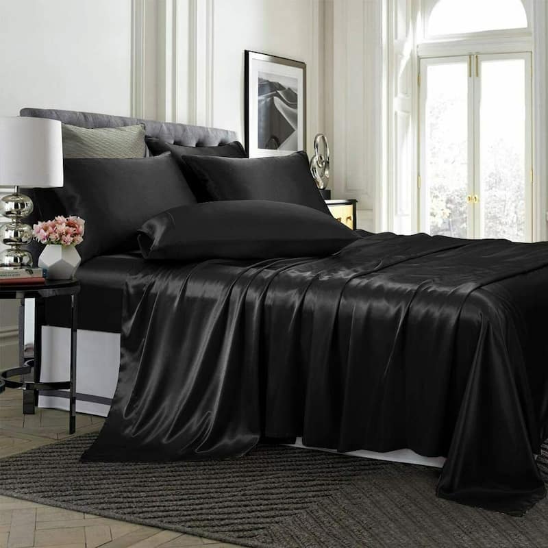 4 Piece Satin Bedding Set Queen Size