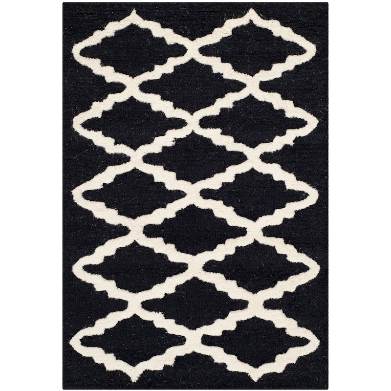 SAFAVIEH, Handmade Cambridge Reny Modern Moroccan Wool Rug - 2' x 3' - Black/Ivory