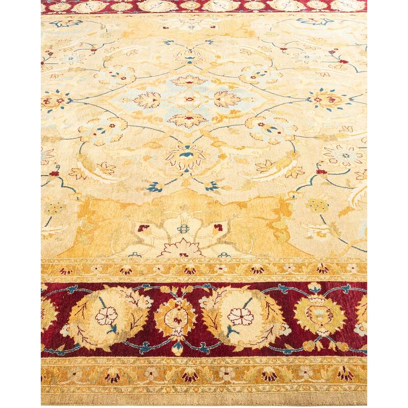 Overton Handknotted Wool Traditional Oriental Yellow Area Rug - 8' x 10'