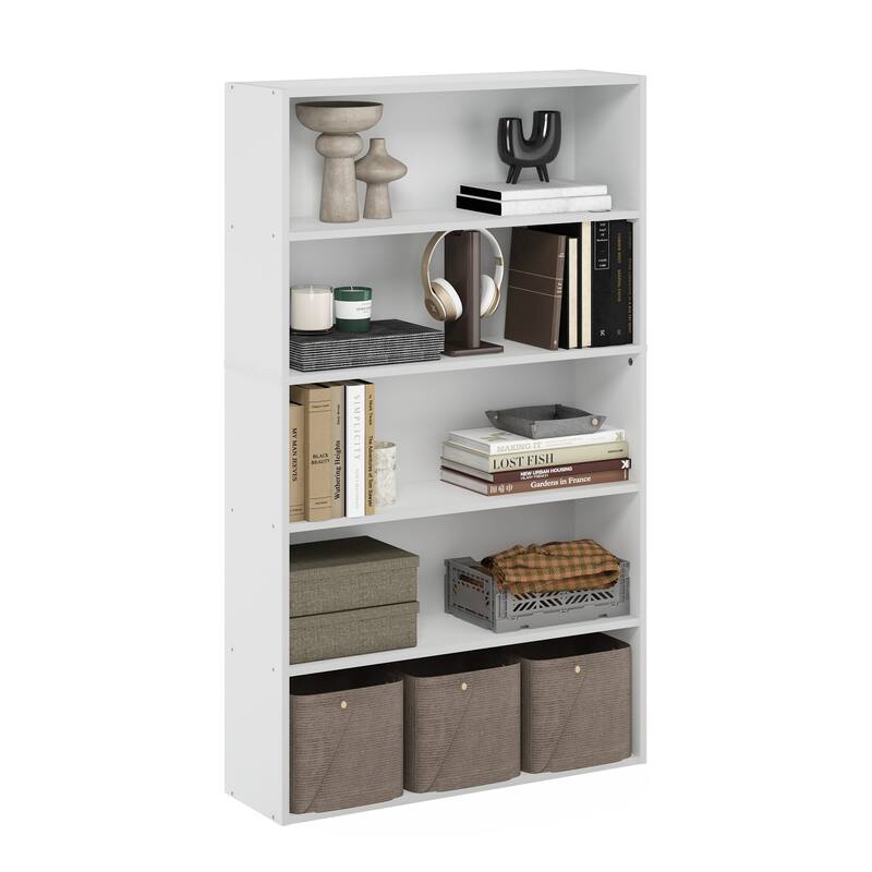 52.68 in. Tall White Wood 5-Shelf Bookcase