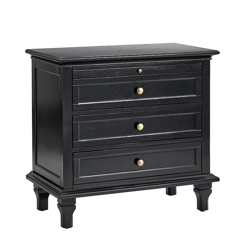 Muriel Farmhouse 3 Drawers Nightstand with Built-In Outlets by HULALA HOME