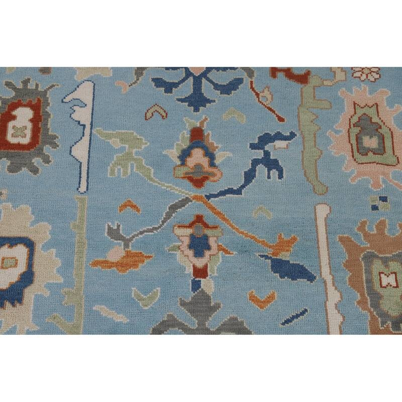 Blue Oushak Indian Area Rug Handmade Wool Carpet - 7'10"x 10'0"