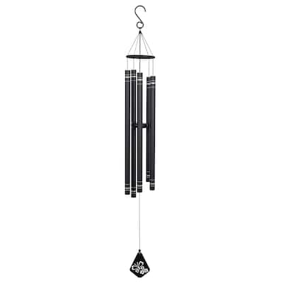 51" Black Metal Windchime with Butterfly Windcatcher