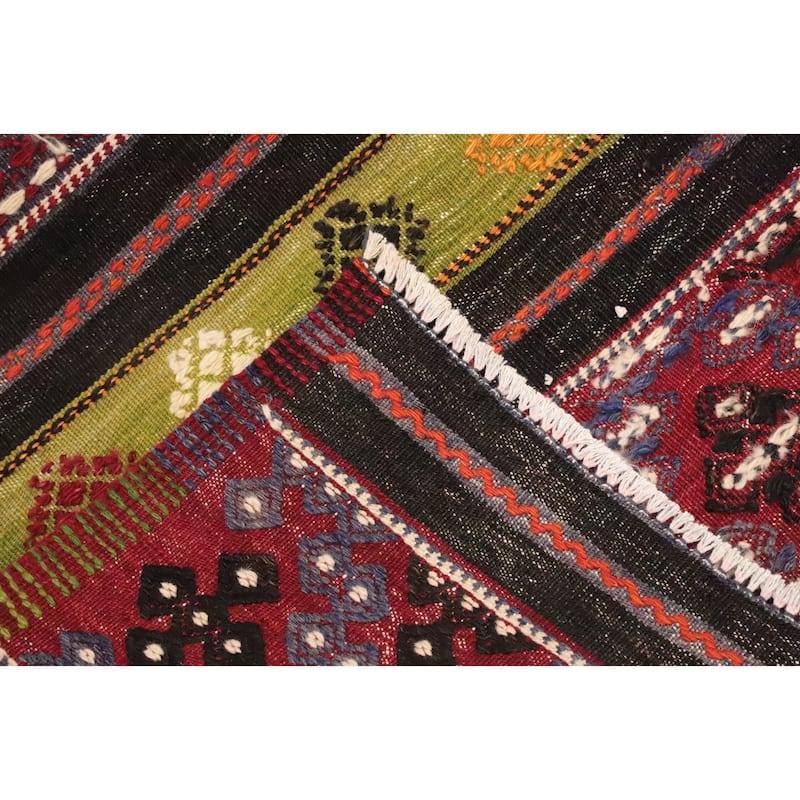Hand Woven Oriental 100% Wool Carpet Southwestern Tribal Multi-Colored Kilim Area Rug - 9' 8'' X 6' 5''