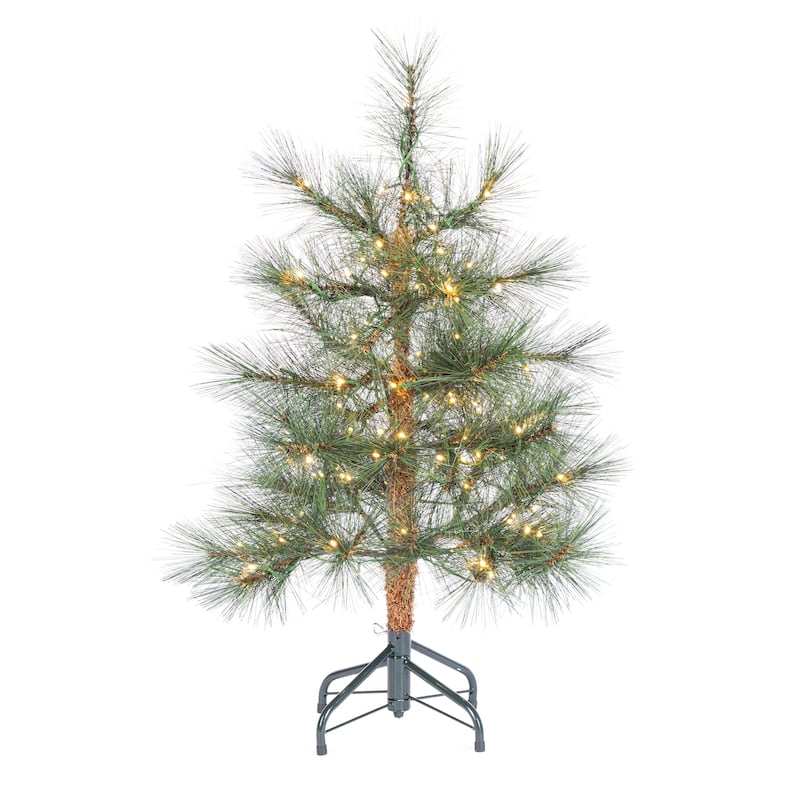 Charming 3 Foot Prelit Hard Needle Tips Hinged Christmas Tree