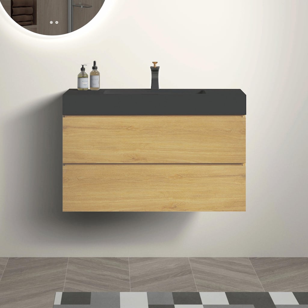 36"/30"/24" Floating Bathroom Vanity with Sink, Wall-Mounted Storage Cabinet