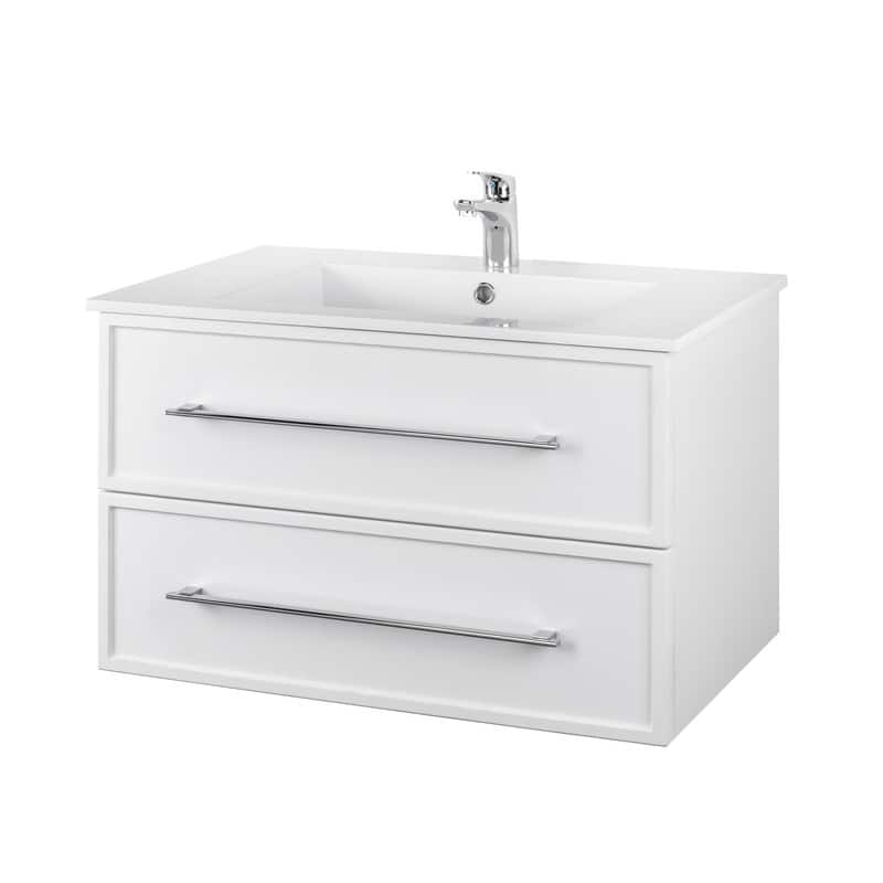 Milano Collection 30" Wall Mount Modern Shaker Bathroom Vanity with Sink and Drawers