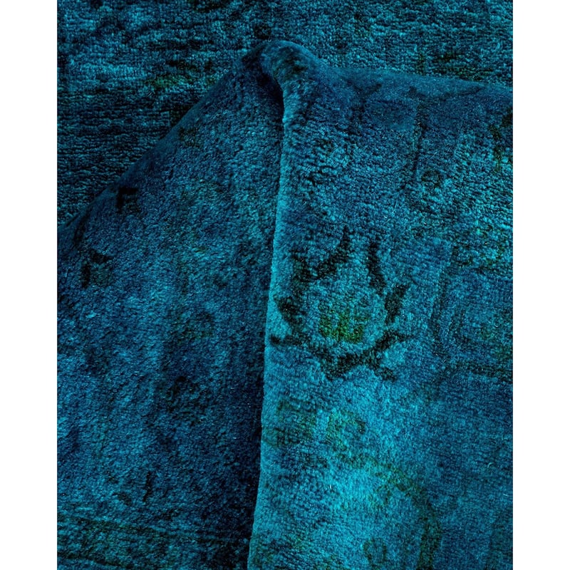 Overton Hand Knotted Wool Vintage Inspired Modern Contemporary Overdyed Blue Area Rug - 3' 1" x 5' 1"