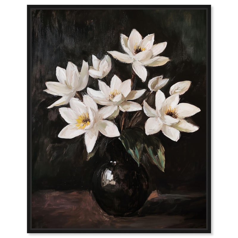 Chiaroscuro Flowers Canvas by Art Remedy - Black - 30" x 36"