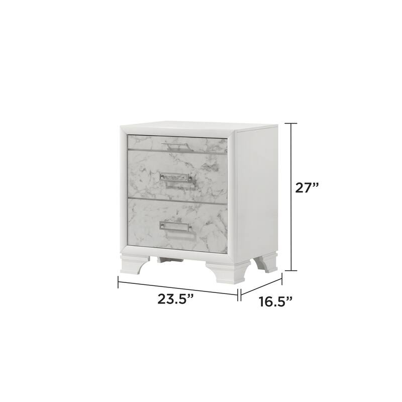 Soul Luxurious 4PC/5PC Bedroom Set - White Finish, Marble Accents, Built-in Lighting, USB-C & Bluetooth Speakers