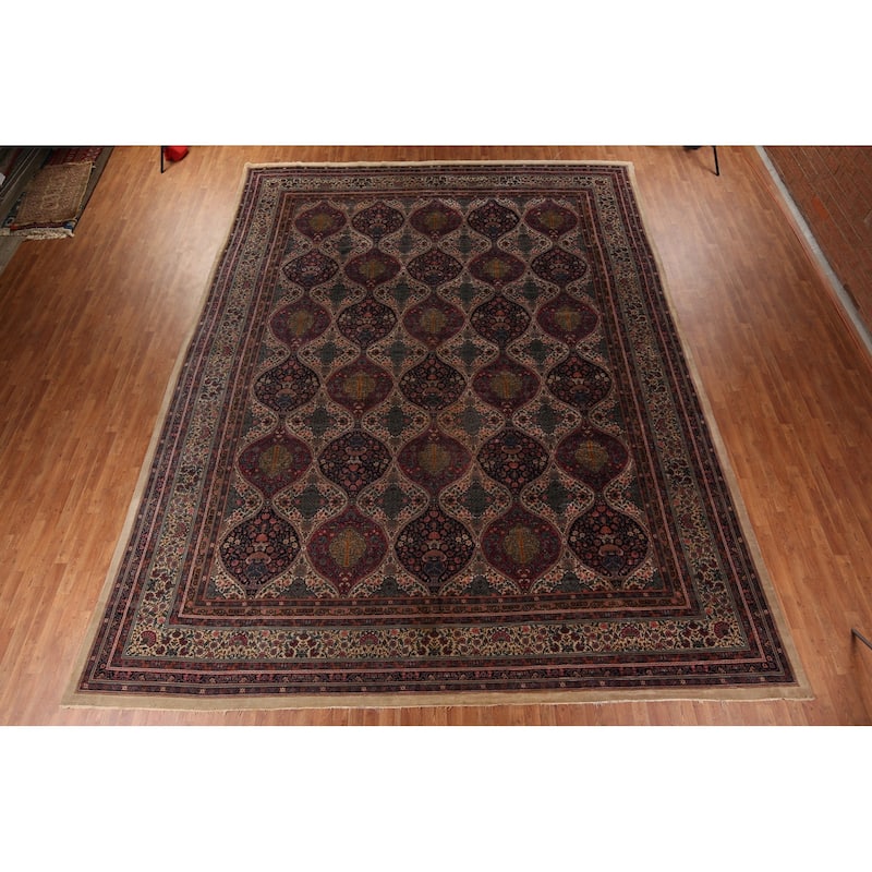 Vegetable Dye Kerman Persian Large Rug Handmade Wool Carpet - 13'3" x 17'3"