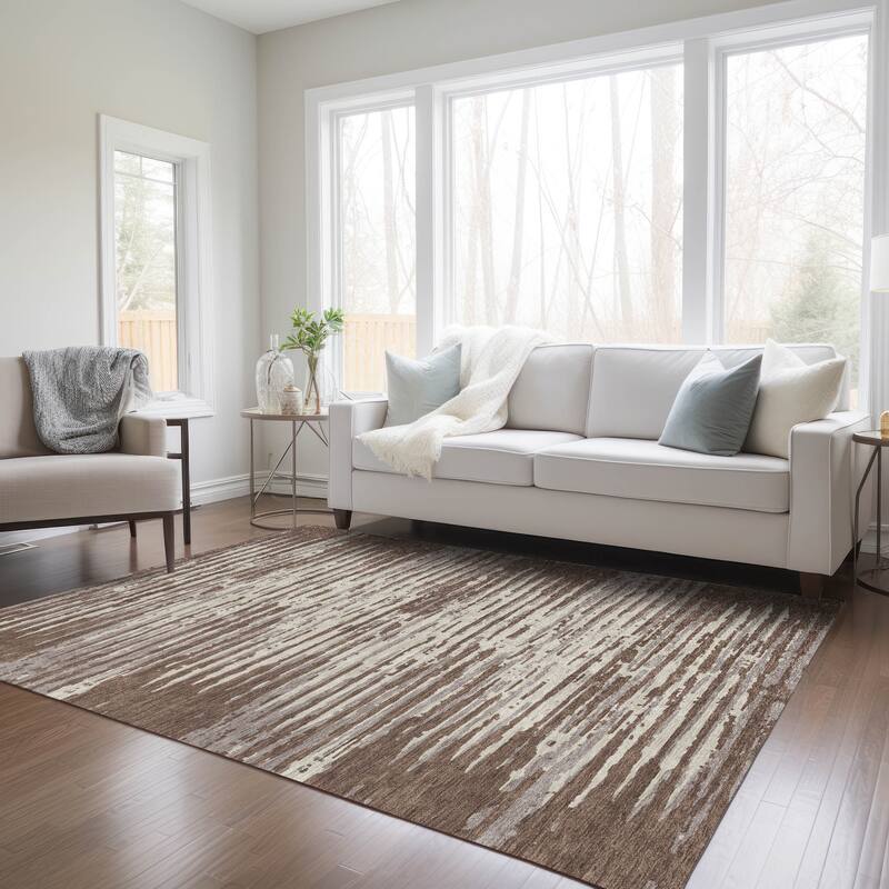 Machine Washable Indoor/ Outdoor Chantille Abstract Ombre Rug
