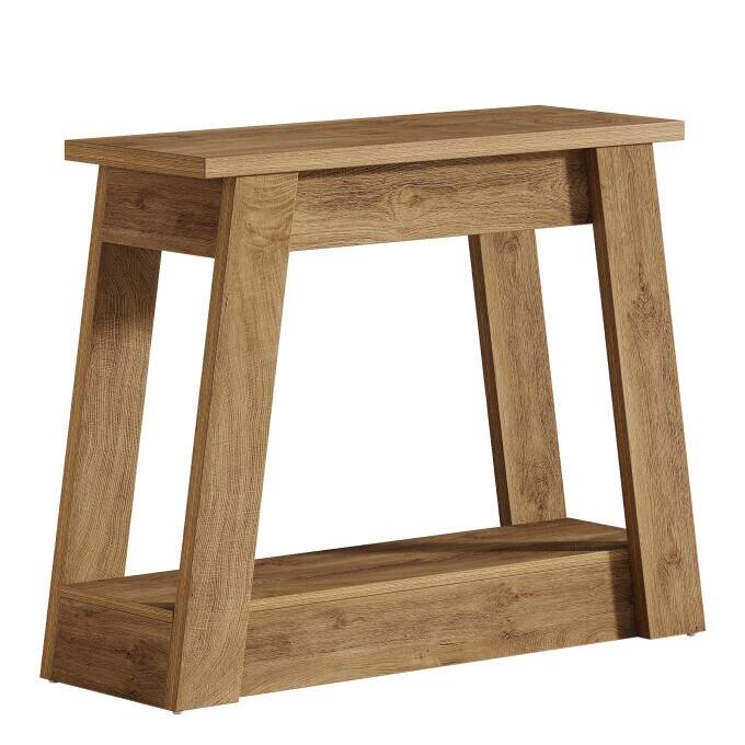 Rustic Wood End Table, Small Side Table With 2-Tier Storage Shelves