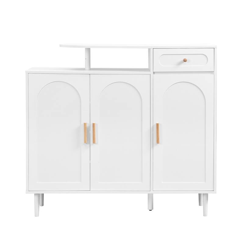 Stylish Shoe Storage Cabinet Sideboard with Arched Doors, Drawer and Adjustable Shelves for Entryway, Hallway, Porch Organize