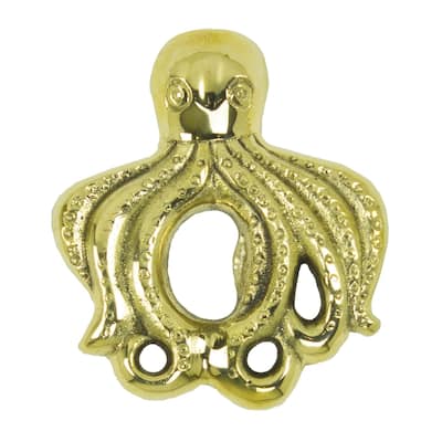 Octopus Shaped Bottle Opener Polished Brass Handheld - Gold