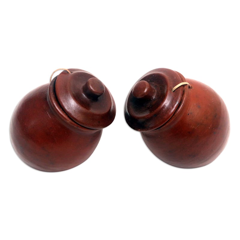 Novica Handmade Brown Ambrosia Ceramic Salt And Pepper Set