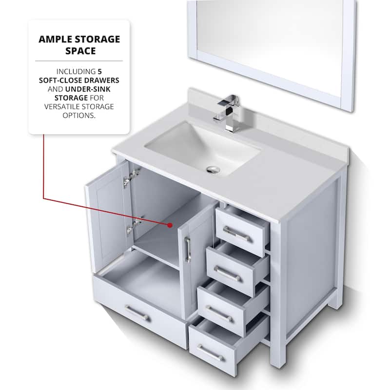 Jacques 36 in. W x 22 in. D Left Offset White Bath Vanity and White Quartz Top